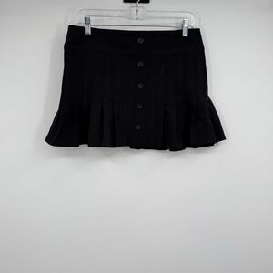 Womens Black Pleated Button Mini Skirt 8 Gothic Fairygoth Grunge Punk Preppy